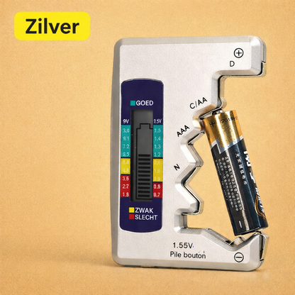 Universele Batterijtester – Controleert AA, AAA, 9V, Knoppen en Meer