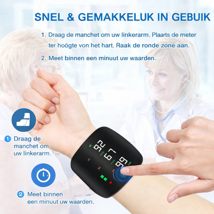 Mellando - Compacte  Polsbloeddrukmeter, Spraakfunctie, USB-C