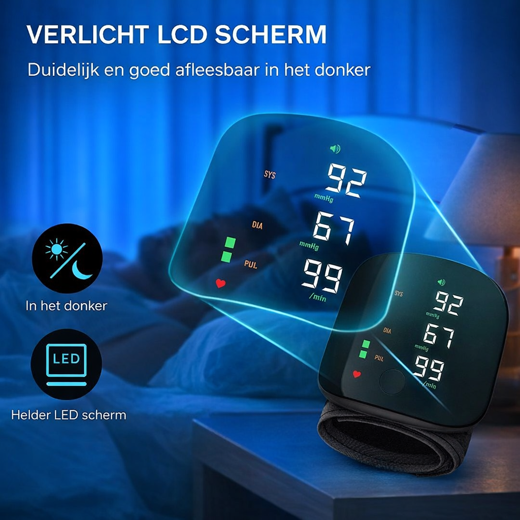 Mellando - Compacte  Polsbloeddrukmeter, Spraakfunctie, USB-C