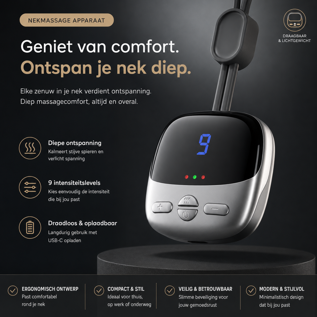 Nekmassage met EMS & Warmtetherapie-oplossing voor nekpijn, stijve spieren