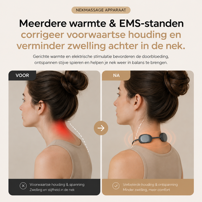 Nekmassage met EMS & Warmtetherapie-oplossing voor nekpijn, stijve spieren