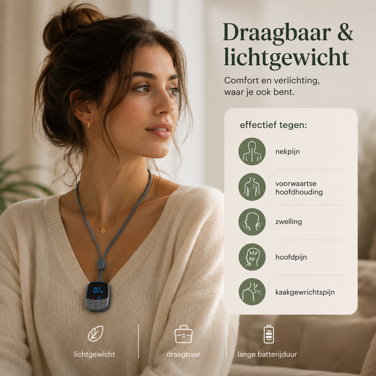 Nekmassage met EMS & Warmtetherapie-oplossing voor nekpijn, stijve spieren