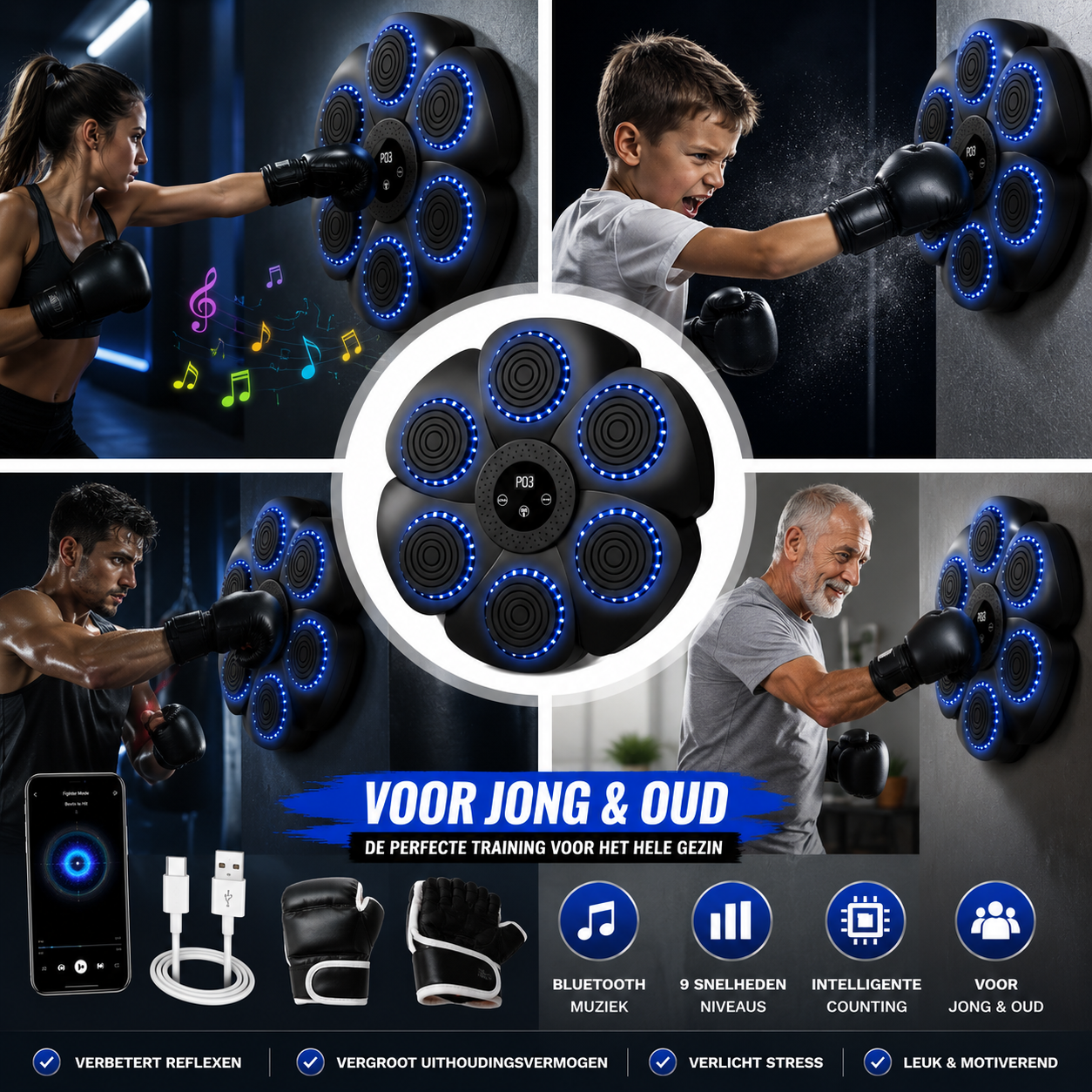 BoxPro™ Family Strike Pro-boksmachine voor het hele gezin